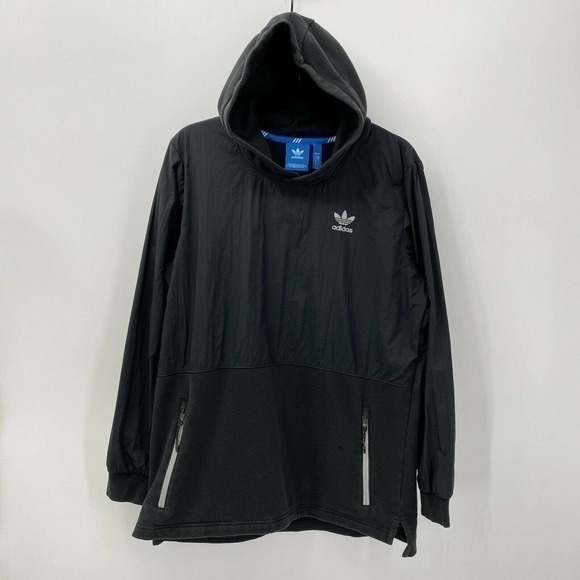 adidas Other - Adidas Men's Original Sport Luxe Mix Hoodie Trefoil Fleece Black Pullover Size M